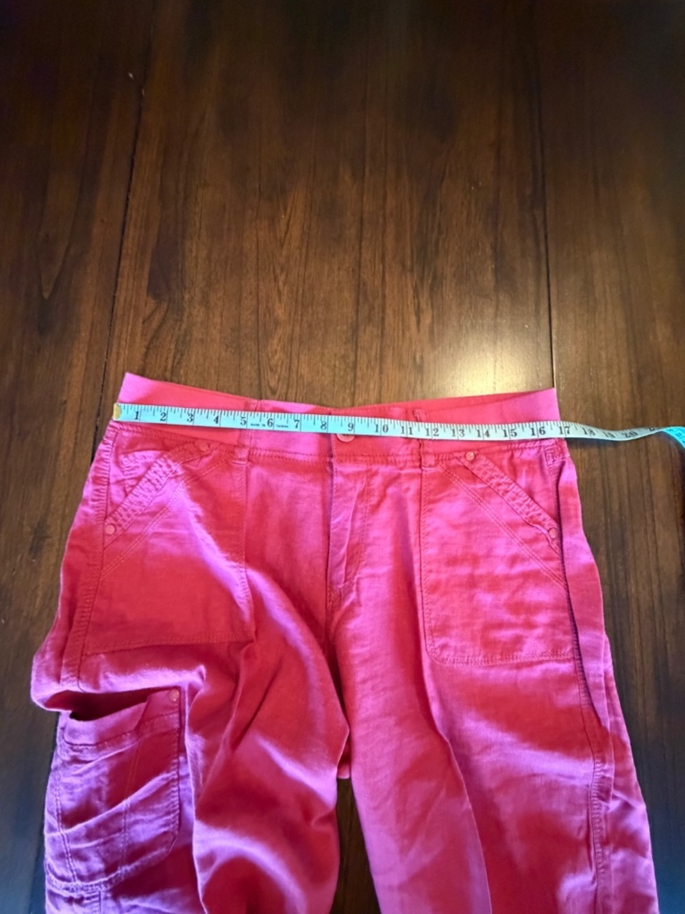 Gloria Vanderbilt Raspberry Linen Blend Cropped Ruched Pants, Size 10 - Picture 10 of 11